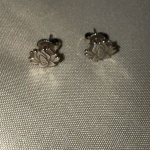 Silver Lotus Flower Earrings Alex and Ani